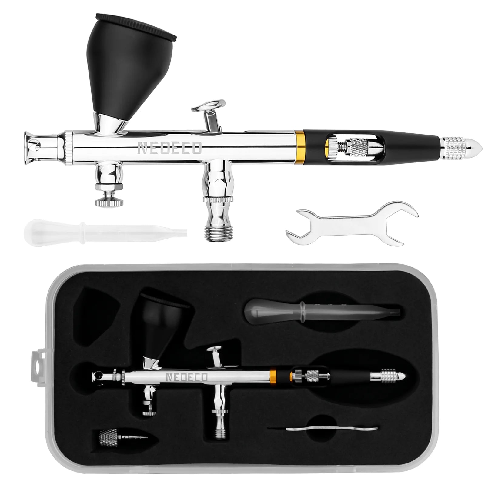 Aerógrafo de dupla ação NEOECO NCT-SJ83 Copos de fluido de 9 cc 1/3 oz