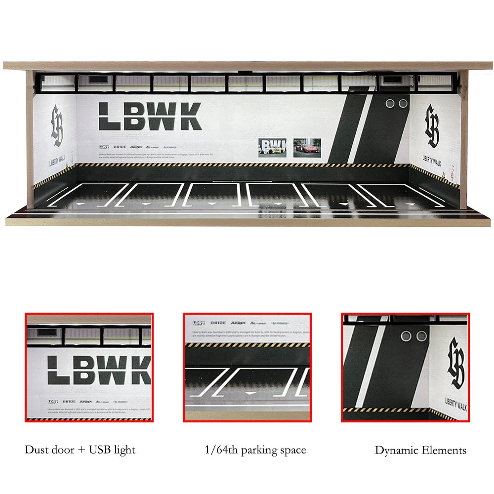 Garagem para Carros com Iluminação LED - Escala 1:64 - Meiduoxing