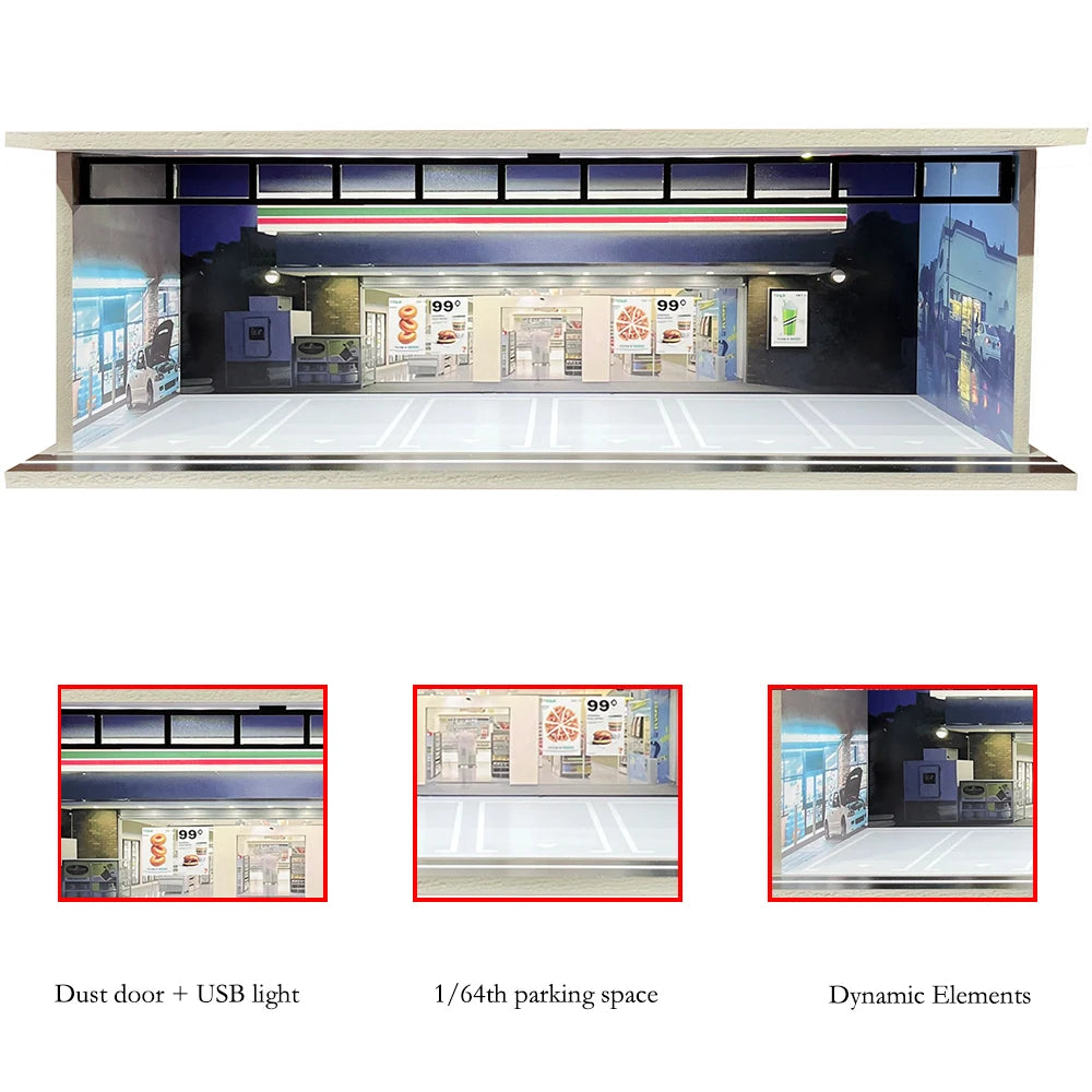 Garagem para Carros com Iluminação LED - Escala 1:64 - Meiduoxing