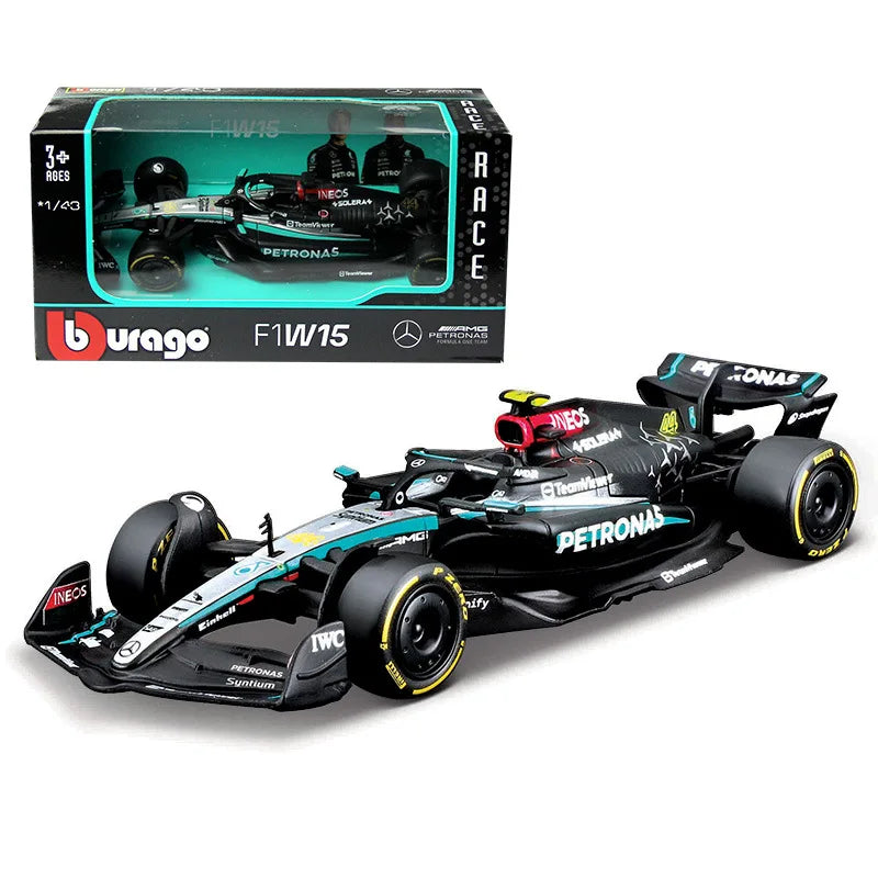 Bburago 1:43 Mercedes-AMG Petronas F1 Team W15 2024 #44 Hamilton #63 George Russell - Die Cast
