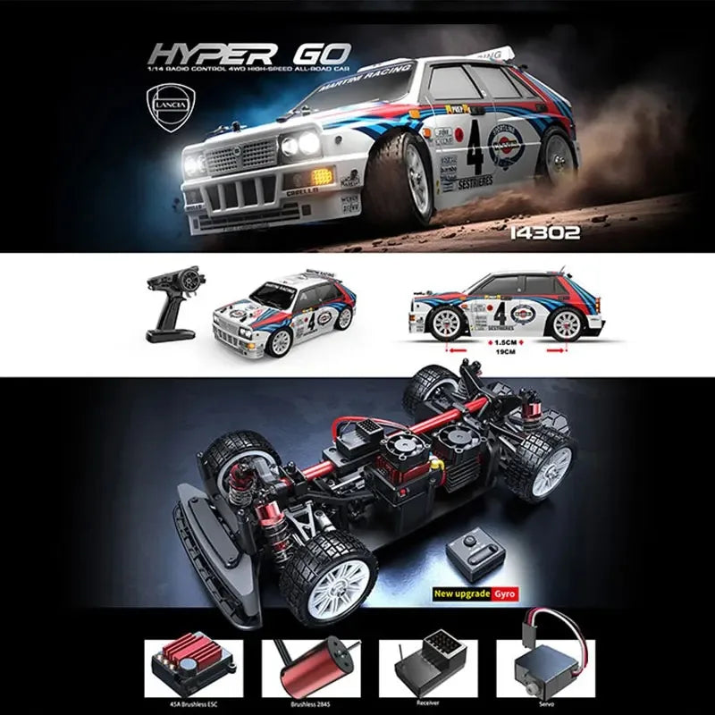 Hyper Go MJX - Polo / Hyper Go / Lancia / Citroën – Escala: 1/14 4WD • 65 km/h • Motor Brushless • Controle Remoto 2.4G.