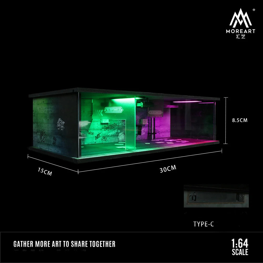 Garagem em escala 1:64 Diorama com luzes LED.