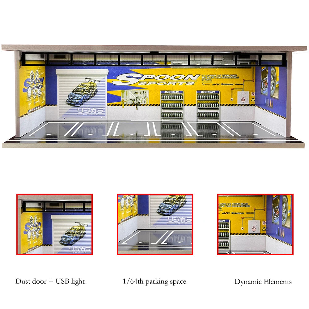 Garagem para Carros com Iluminação LED - Escala 1:64 - Meiduoxing