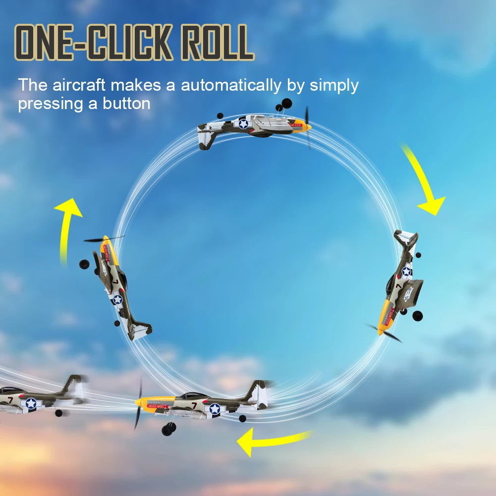 P51 Mustang Avião de Combate RC 4CH 6 Eixos 410MM de Envergadura.