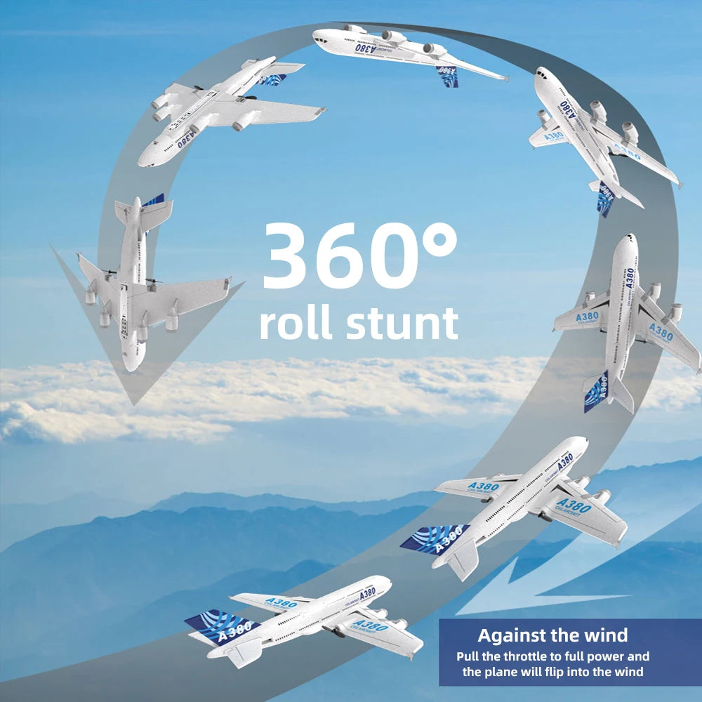 Avião A380 Airbus RC 2.4G - 2 Canais (2CH) e 3 Canais (3CH).