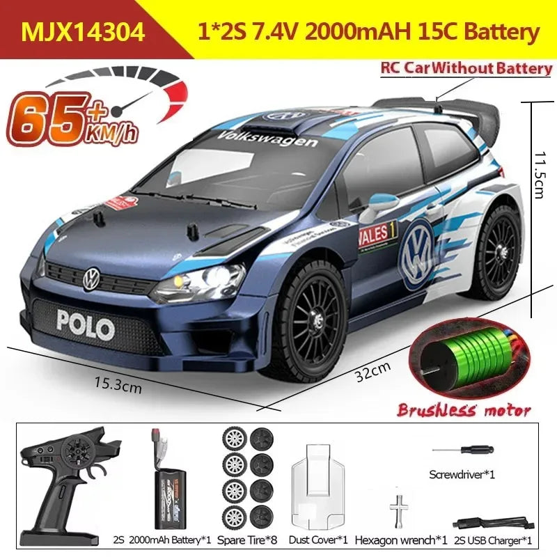 Hyper Go MJX - Polo / Hyper Go / Lancia / Citroën – Escala: 1/14 4WD • 65 km/h • Motor Brushless • Controle Remoto 2.4G.