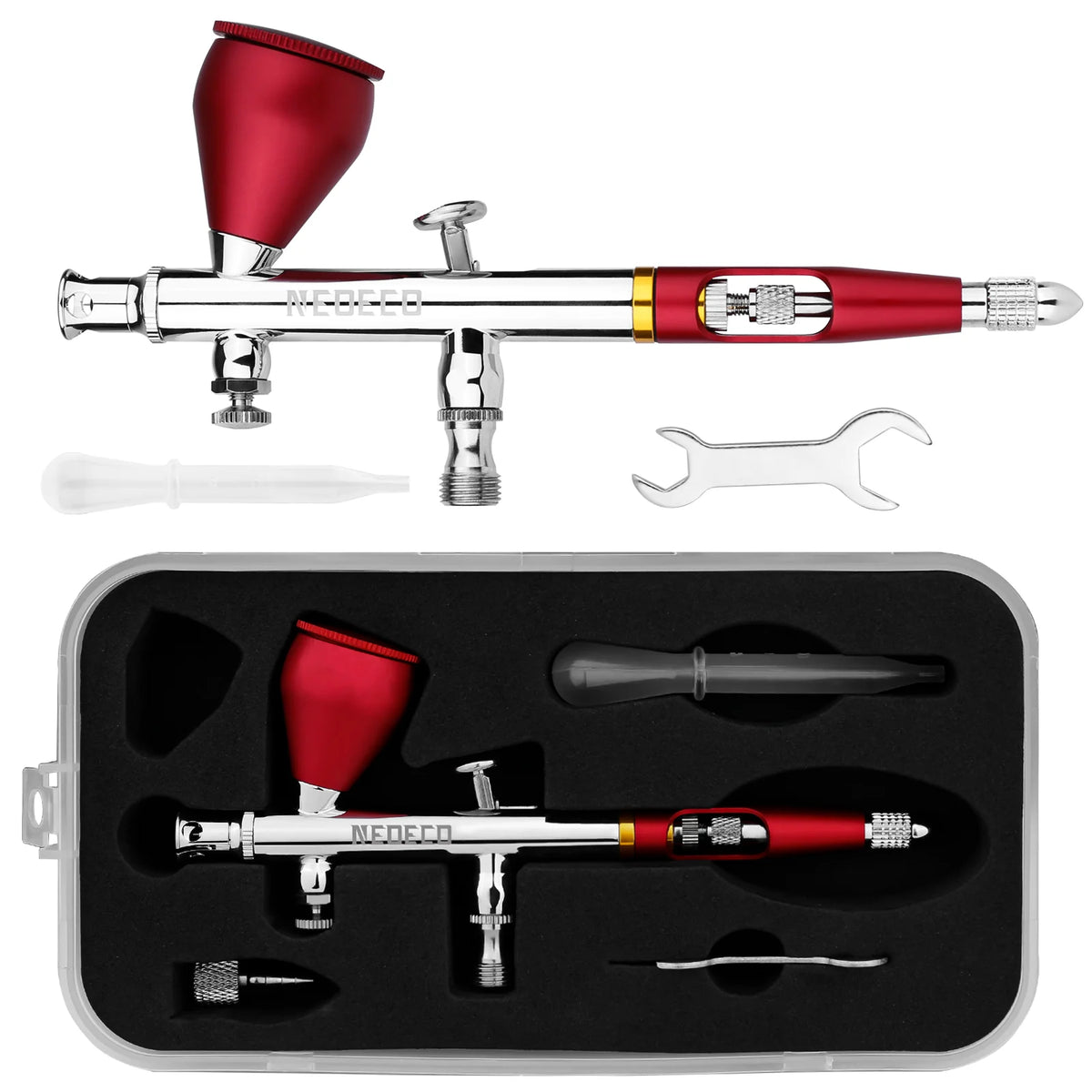 Aerógrafo de dupla ação NEOECO NCT-SJ83 Copos de fluido de 9 cc 1/3 oz