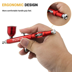 Kit de aerógrafo Neoeco, pistola de aerógrafo de gravidade de dupla ação com 3 conjuntos de bicos.