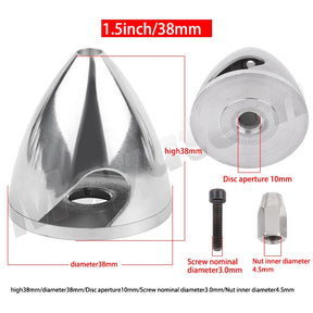 Spinner em liga de alumínio de 32 a 114 mm (1,25 a 4,5 polegadas) Para hélice de 2 pás.