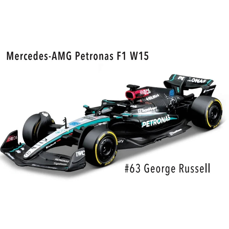 Bburago 1:43 Mercedes-AMG Petronas F1 Team W15 2024 #44 Hamilton #63 George Russell - Die Cast