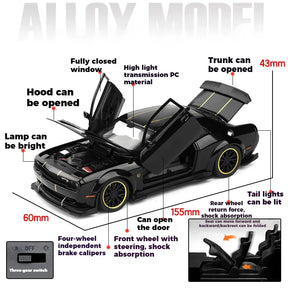 Dodge Challenger SRT Hellcat Redeye V8 - Modelo Diecast em Metal Fundido - Escala: 1:32.