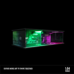 Garagem em escala 1:64 Diorama com luzes LED.