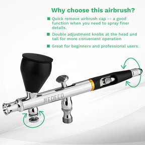 Aerógrafo de dupla ação NEOECO NCT-SJ83 Copos de fluido de 9 cc 1/3 oz