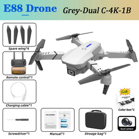 Drone Profissional 4K HD Câmera Dupla 3000 Metros - KBDFA E88Pro - Dobrável WIFI FPV Quadricóptero