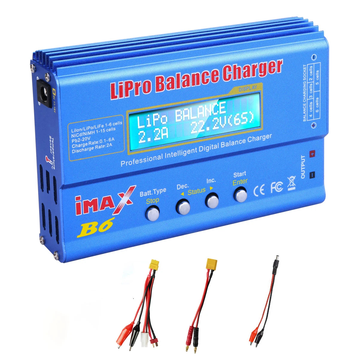 Carregador Imax B6 80W Lipo para baterias Lipo NiMh Li-ion Ni-Cd PB Carregador digital LCD RC Balance Charger Discharger + adaptador 15V 6A