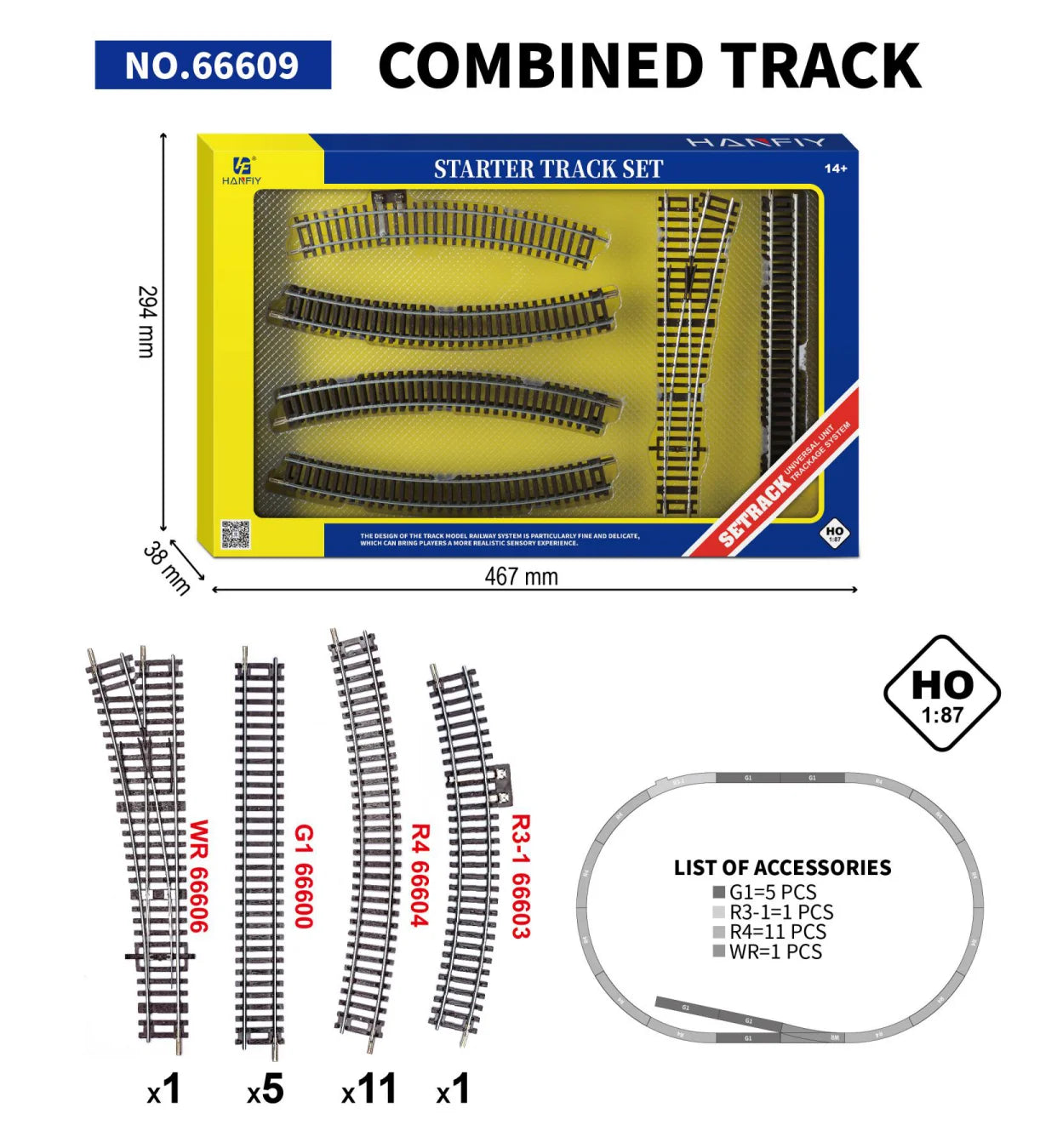 Conjuntos de Locomotivas, Vagões e Kits Completos com Trilhos em escala HO (1:87).