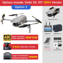 Drone XINLIN XIL 017 – Versão 4K • GPS • Gimbal 3 Eixos • Alcance 10 km • 35 min de voo • 249g