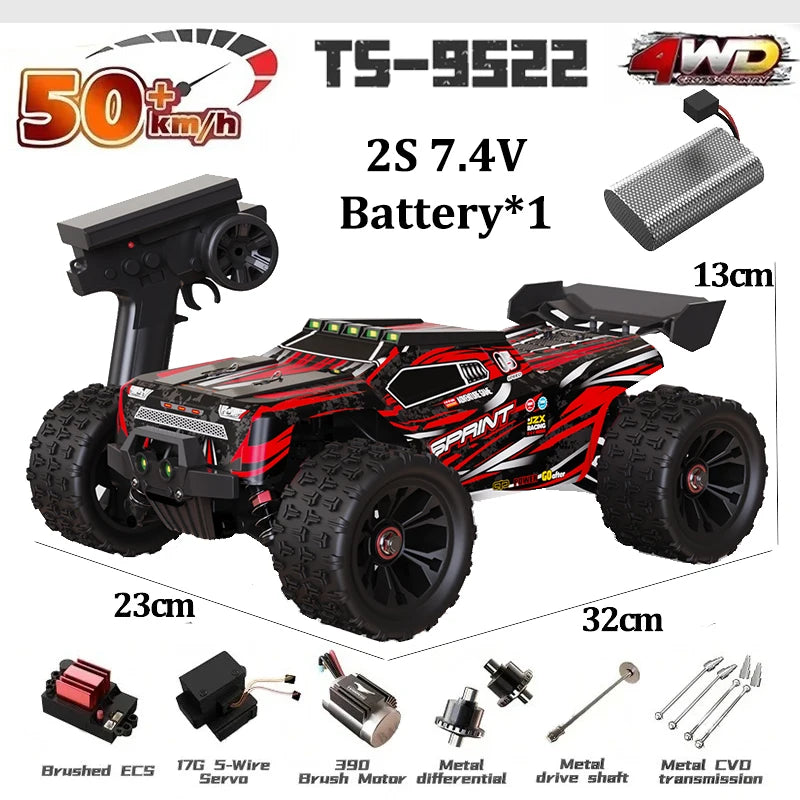 WLtoys TS-9522 PRO Brushless 4x4 – Carro RC - Escala: 1/16 de Alta Velocidade (85+ km/h)