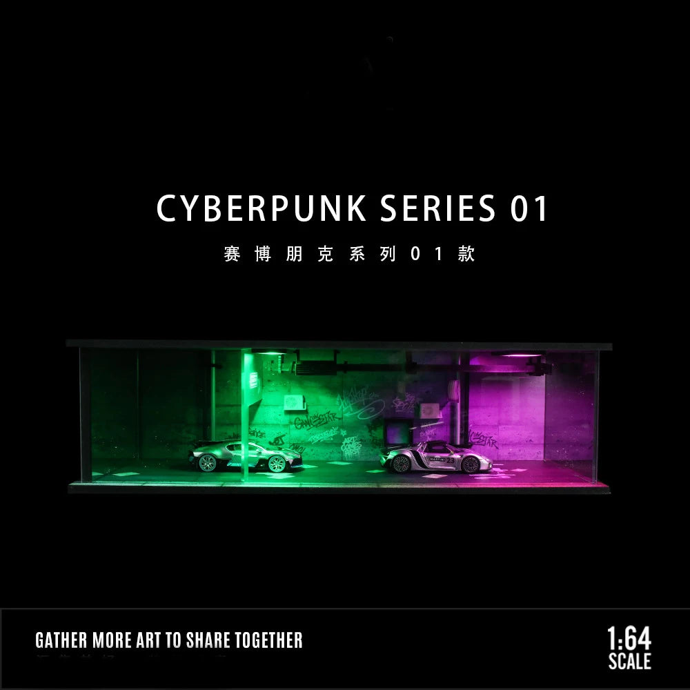 Garagem em escala 1:64 Diorama com luzes LED.