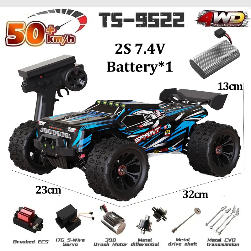 WLtoys TS-9522 PRO Brushless 4x4 – Carro RC - Escala: 1/16 de Alta Velocidade (85+ km/h)