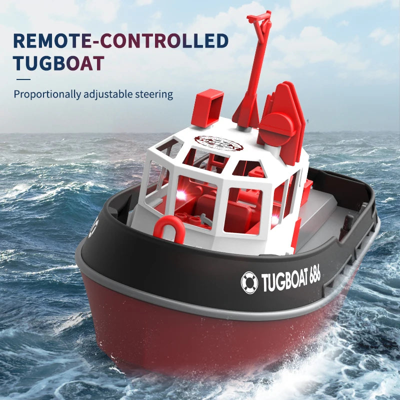NOVO Barco RC Tugboat 686 – Escala 1:72 - Motor Duplo sem Fio com controle remoto 2.4G.