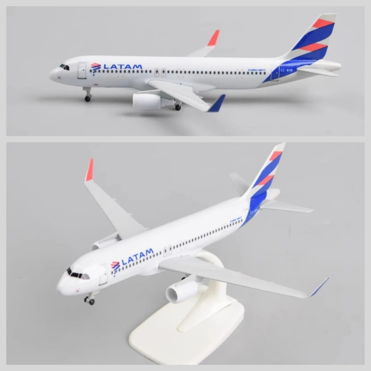 A320 da Latam Airlines em Liga Metálica de 20 cm com Trem de Pouso para Colecionadores