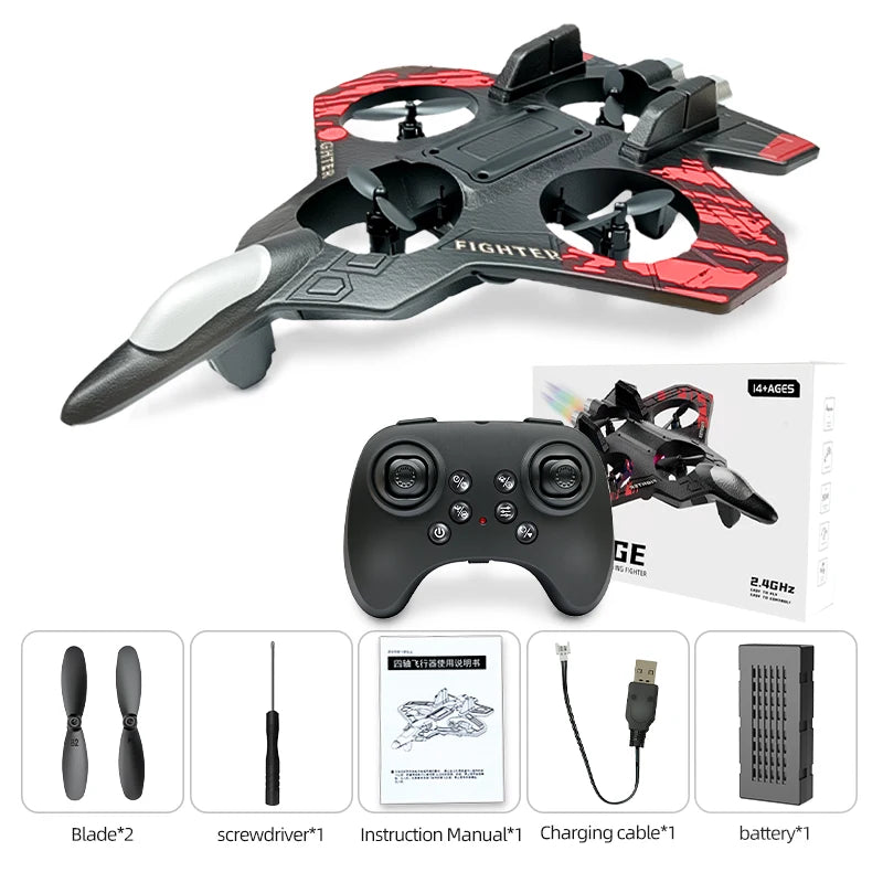 Avião RC dFighter 2.4G - Controle Remoto Planador Acrobático 360 ° com LED.