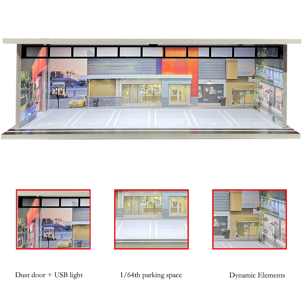 Garagem para Carros com Iluminação LED - Escala 1:64 - Meiduoxing