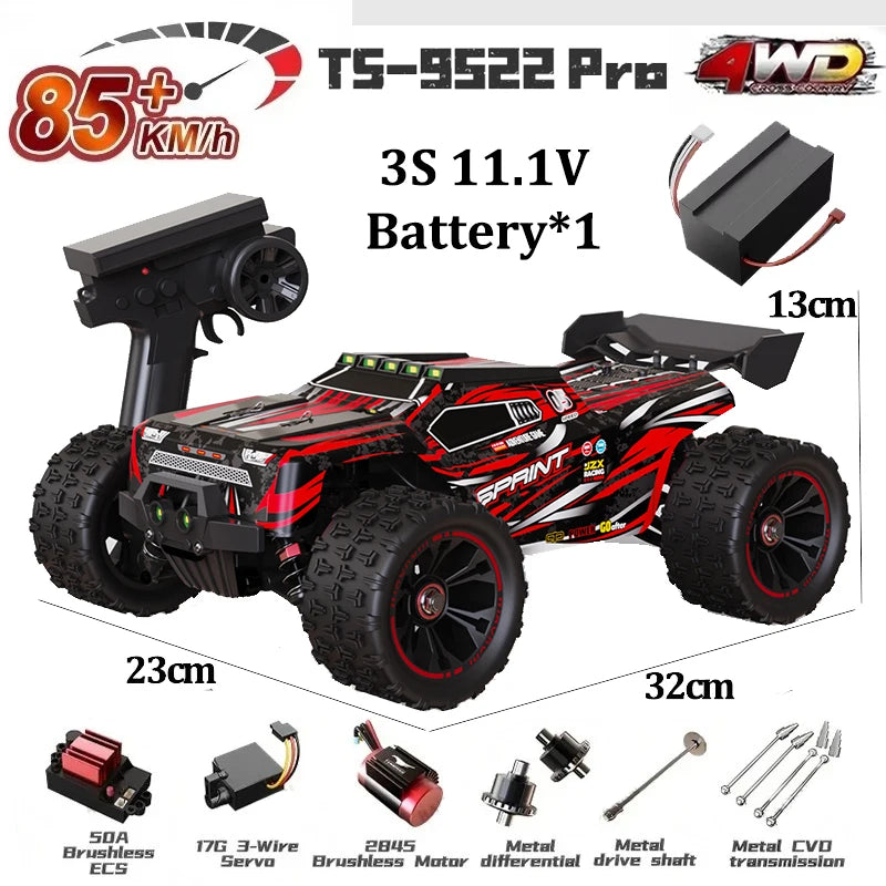 WLtoys TS-9522 PRO Brushless 4x4 – Carro RC - Escala: 1/16 de Alta Velocidade (85+ km/h)