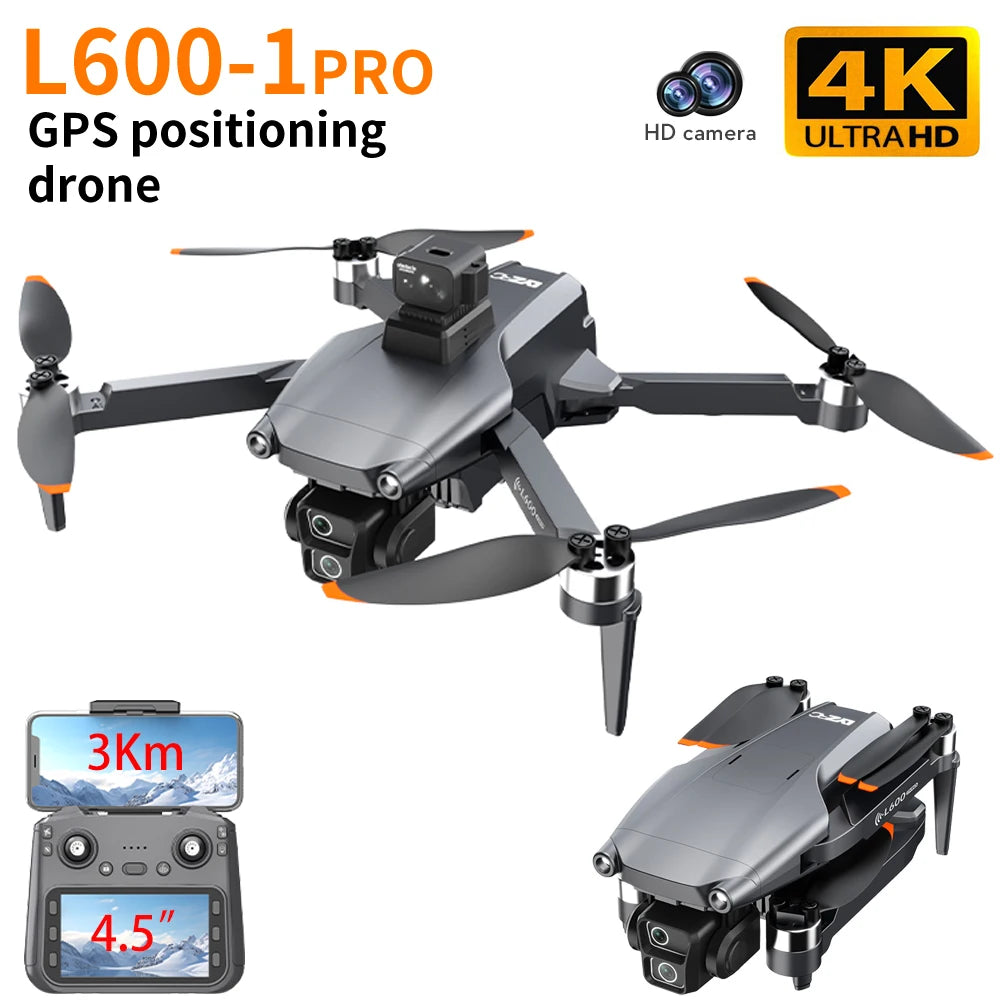 Drone PRO L600-1 - 4K com GPS HD Camera 5G WIFI 360 ° Prevenção de obstáculos 4.5 Polegadas