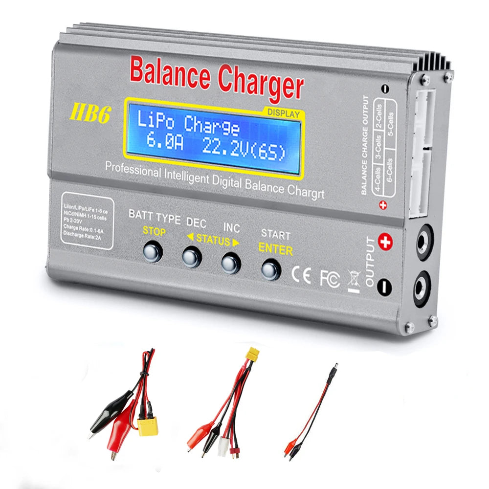 Carregador Imax B6 80W Lipo para baterias Lipo NiMh Li-ion Ni-Cd PB Carregador digital LCD RC Balance Charger Discharger + adaptador 15V 6A