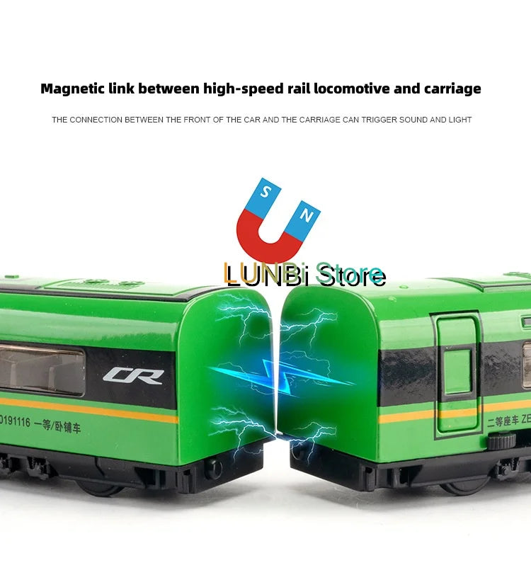 Trem de Alta Velocidade •  Escala: 1/87 (HO) em Liga com Luz e Som • Modelo FUXING • Design Moderno • Alta Performance.