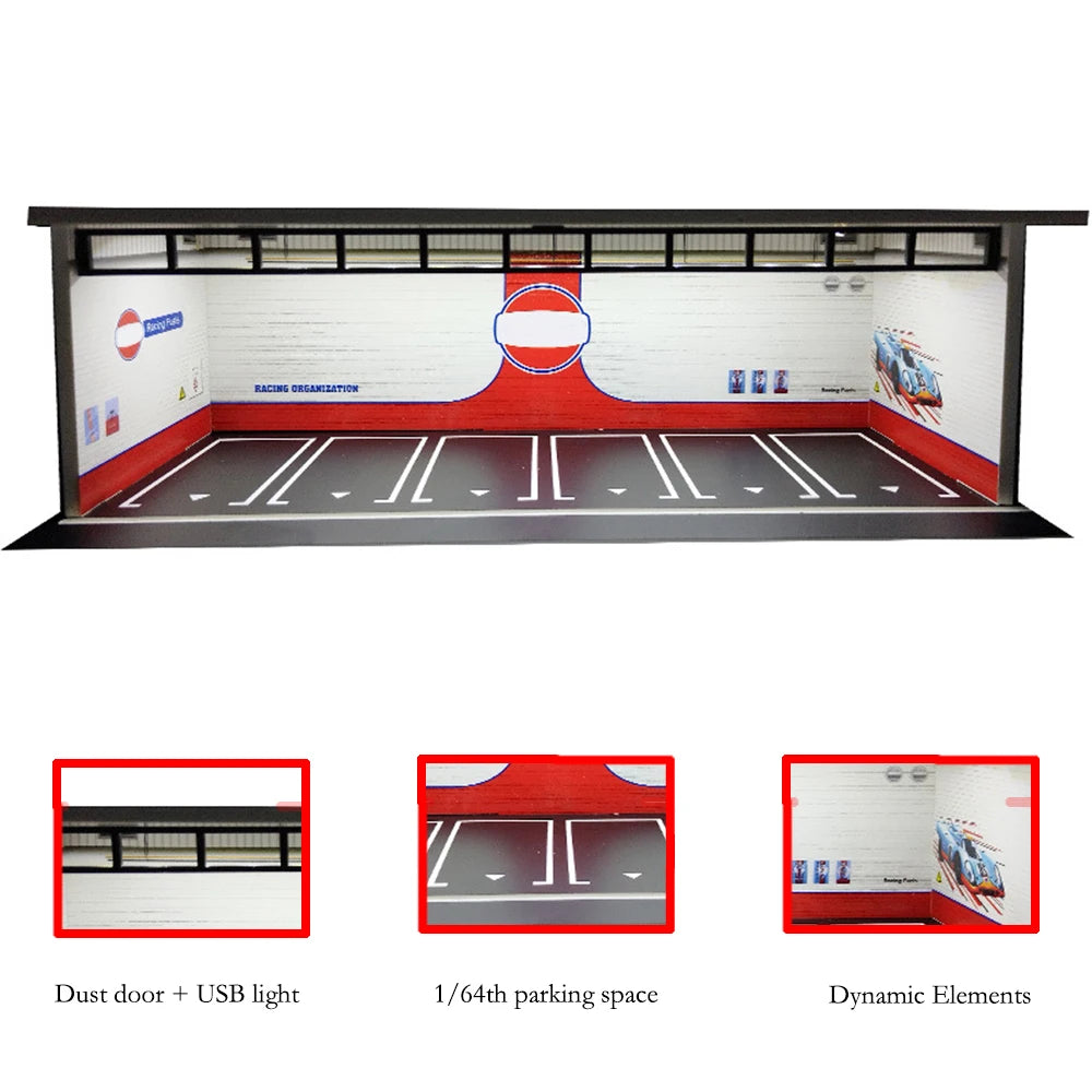 Garagem para Carros com Iluminação LED - Escala 1:64 - Meiduoxing