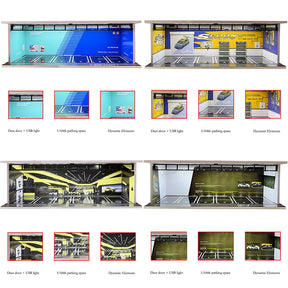 Garagem para Carros com Iluminação LED - Escala 1:64 - Meiduoxing