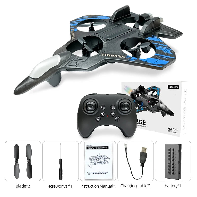 Avião RC dFighter 2.4G - Controle Remoto Planador Acrobático 360 ° com LED.