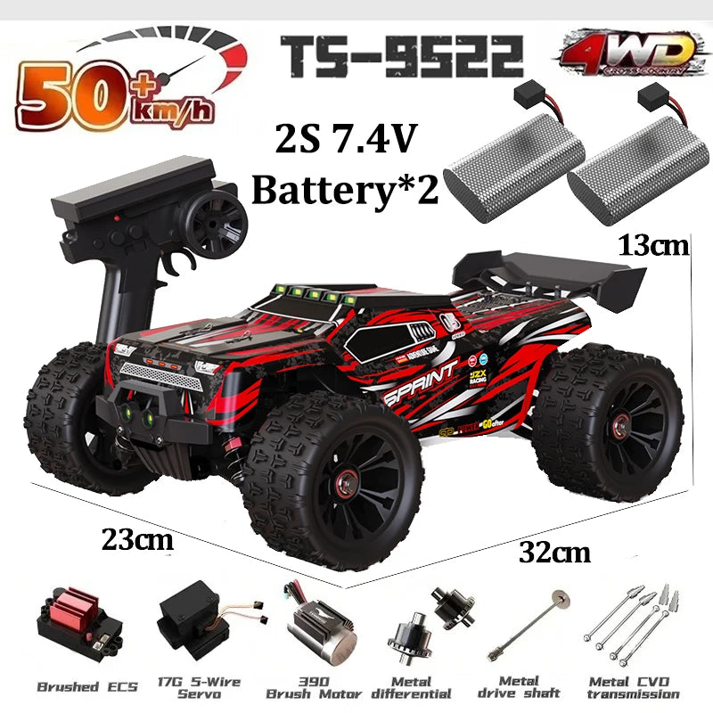 WLtoys TS-9522 PRO Brushless 4x4 – Carro RC - Escala: 1/16 de Alta Velocidade (85+ km/h)
