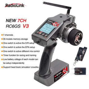 RadioLink RC4GS V3 (5 Canais) / RC6GS V3 (7 Canais) Com Receptor R7FG - Telemetria Incluída