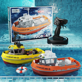 NOVO Barco RC Tugboat 686 – Escala 1:72 - Motor Duplo sem Fio com controle remoto 2.4G.