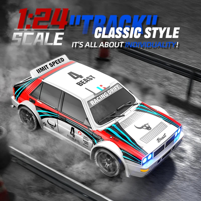2025 Novo Carro RC 4WD em escala 1:24 Duas Velocidade 20 km/h Luz LED.