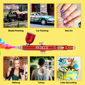 Kit de aerógrafo Neoeco, pistola de aerógrafo de gravidade de dupla ação com 3 conjuntos de bicos.