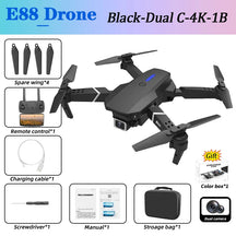 Drone Profissional 4K HD Câmera Dupla 3000 Metros - KBDFA E88Pro - Dobrável WIFI FPV Quadricóptero