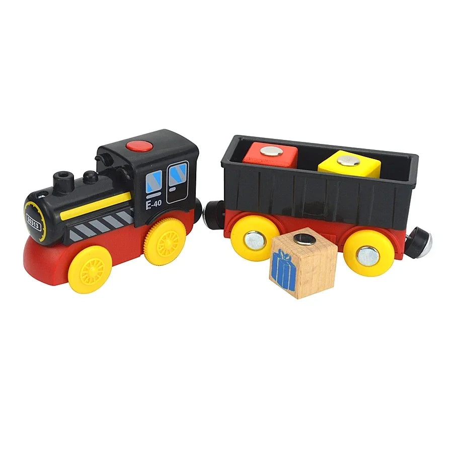 Locomotiva de Madeira, Elétrico, Magnético - Brinquedo Educativo Ferroviários.