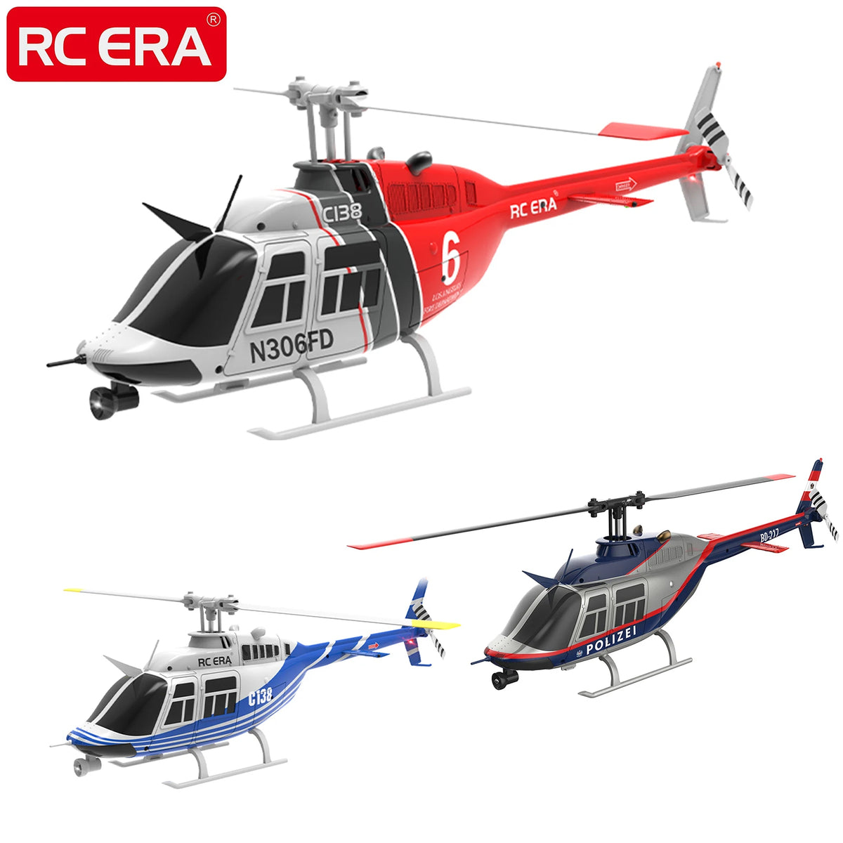 Helicóptero RC Era C138 Bell 206 Jet Ranger – 4 Canais, Giroscópio 6 Eixos e Altitude Hold