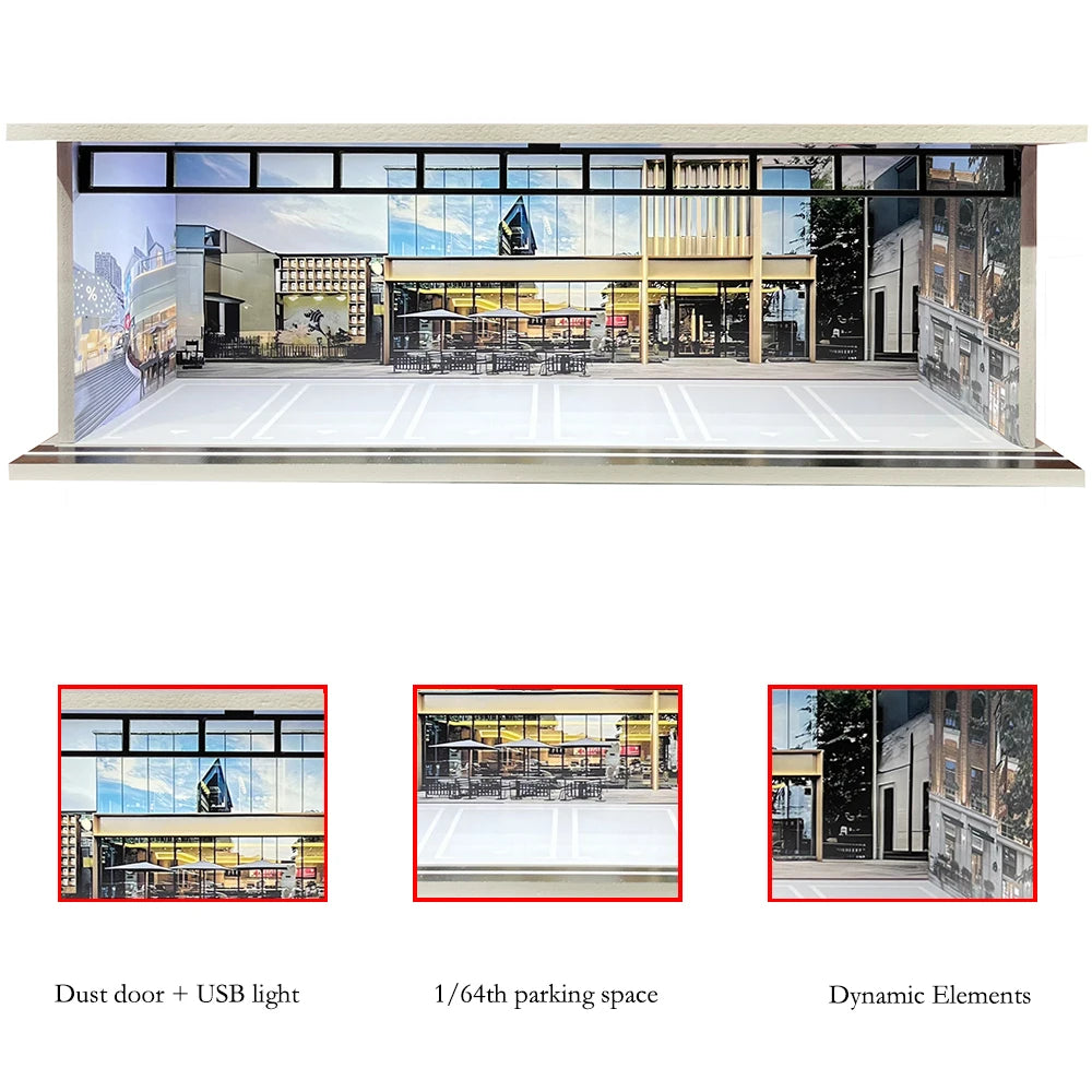 Garagem para Carros com Iluminação LED - Escala 1:64 - Meiduoxing