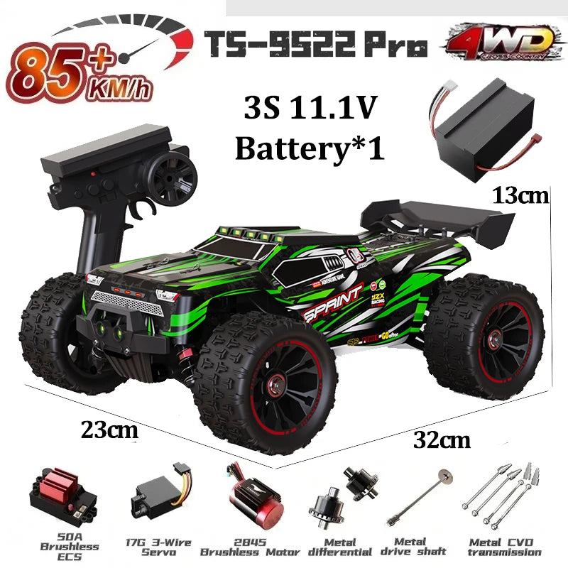 WLtoys TS-9522 PRO Brushless 4x4 – Carro RC - Escala: 1/16 de Alta Velocidade (85+ km/h)