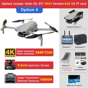 Drone XINLIN XIL 017 – Versão 4K • GPS • Gimbal 3 Eixos • Alcance 10 km • 35 min de voo • 249g