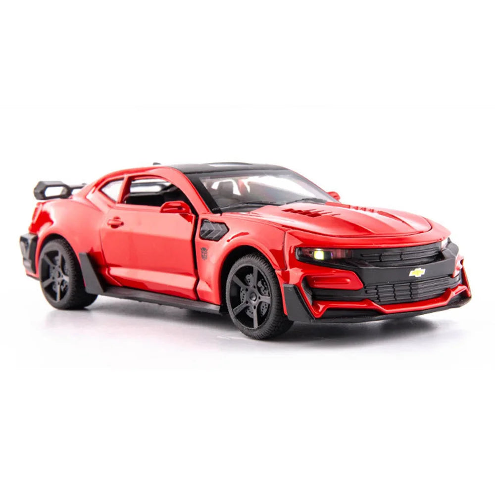 Camaro Escala: 1/32, Die Cast com 4 portas que abrem, Som, Luzes e Mecanismo de Retrocesso.