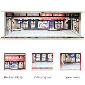 Garagem para Carros com Iluminação LED - Escala 1:64 - Meiduoxing