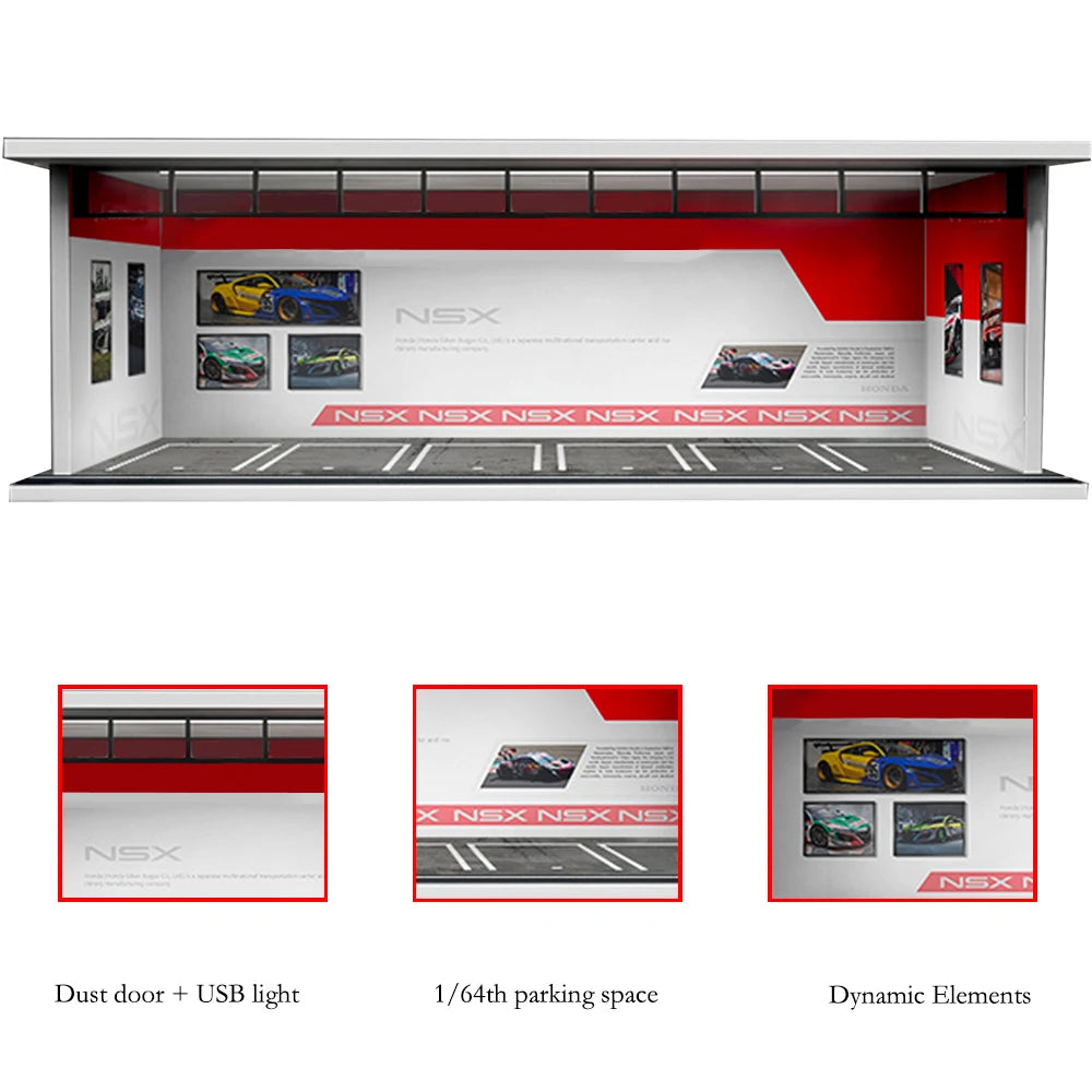 Garagem para Carros com Iluminação LED - Escala 1:64 - Meiduoxing